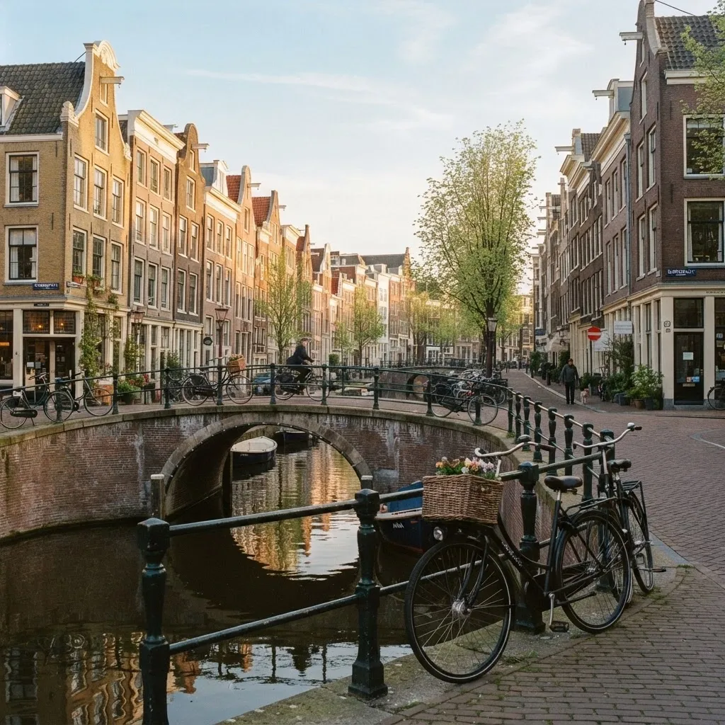 Amsterdam canal houses and bikes